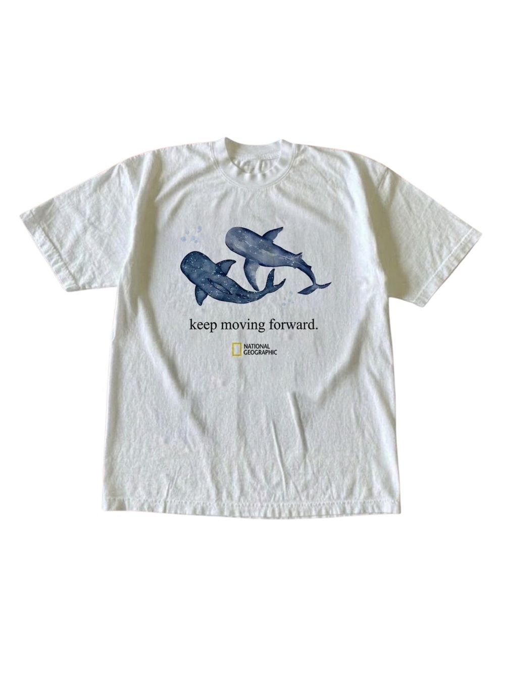 National Geographic Whale Sharks Keep Moving Forward White Graphic T-Shirt